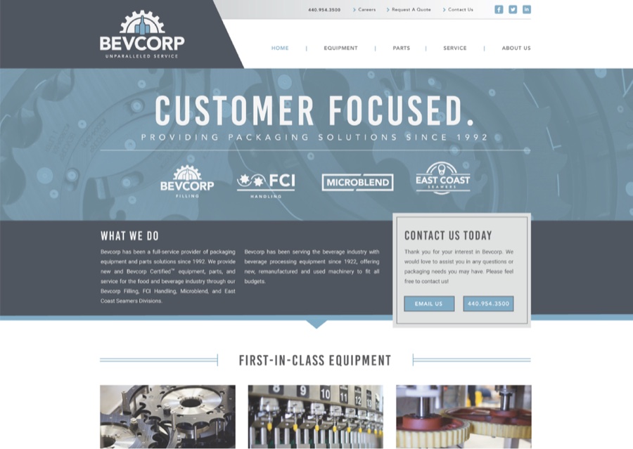 Bevcorp website design by Skymap Creative