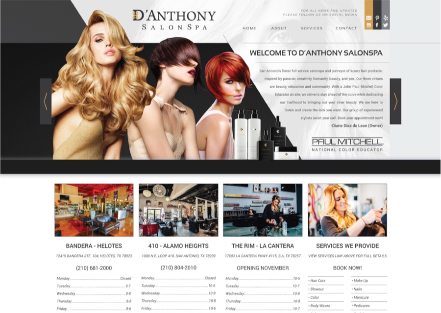 D&rsquo;Anthony Salon Spa website design by Skymap Creative