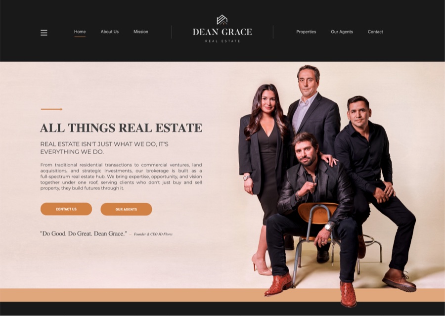 Dean Grace website design by Skymap Creative
