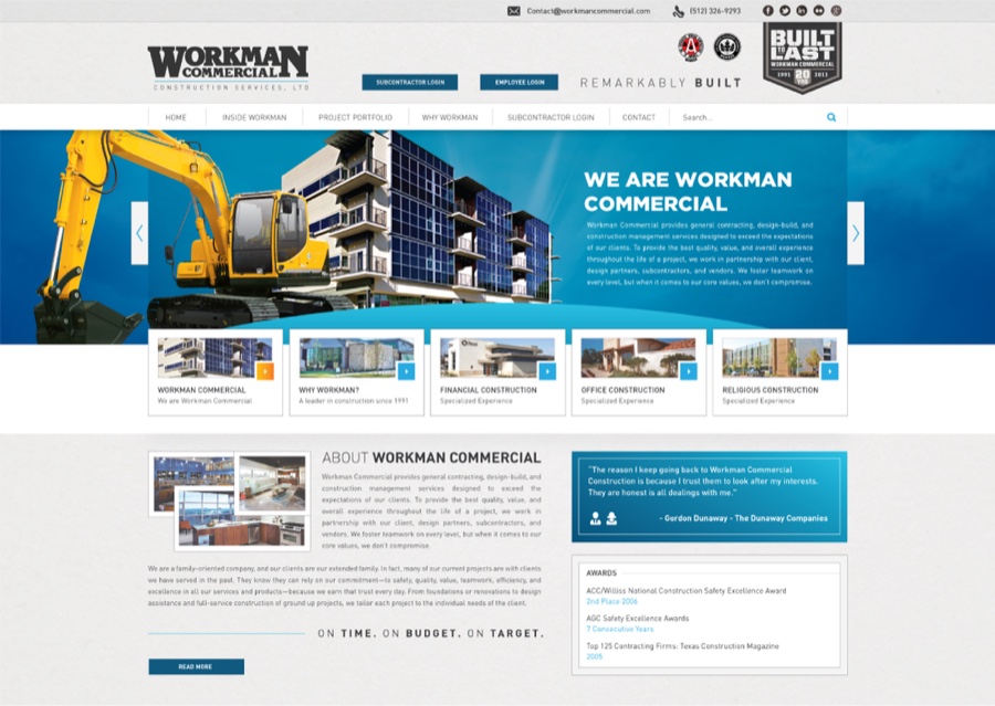 Workman Commercial website design by Skymap Creative